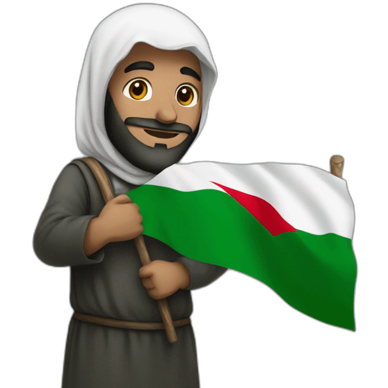 Muslim man holding palestine flag emoji