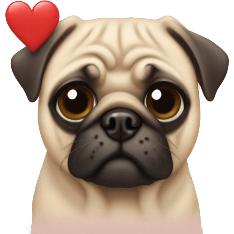 Pug with a heart emoji