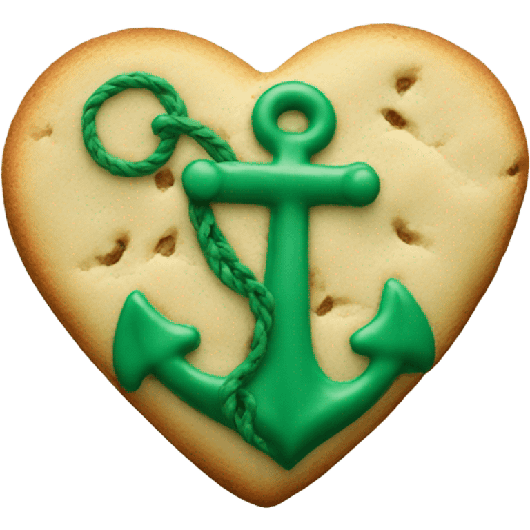 cookie heart with green anchor emoji