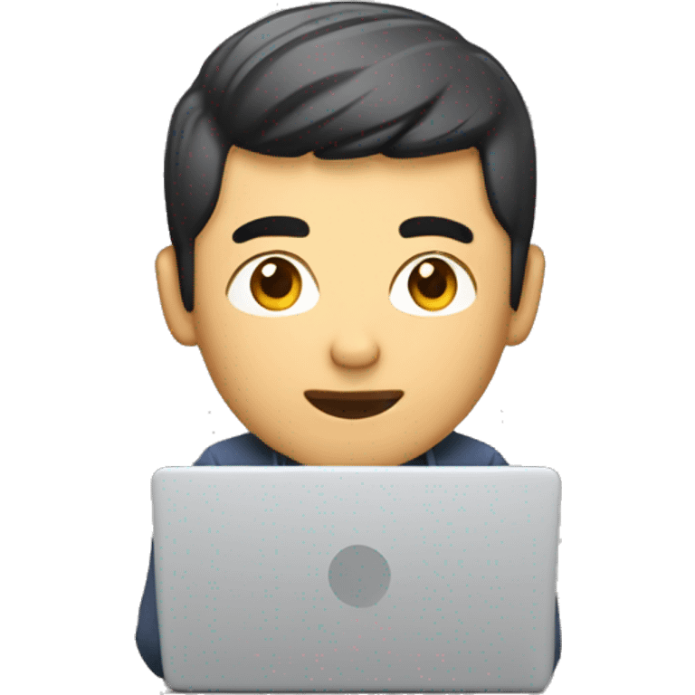 Asian Developer with laptop in front of him emoji