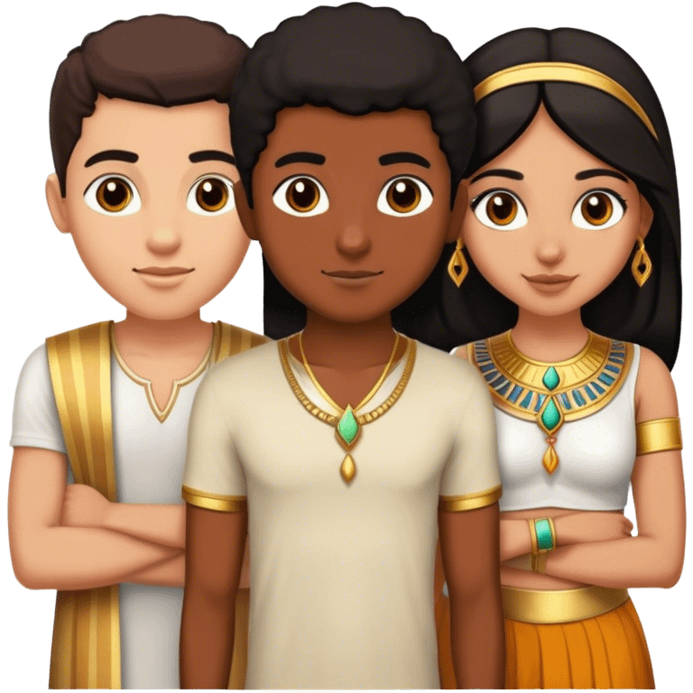 5 best friends, 1 Egyptian man, 1 indian girl 1 persian girl 1 moroccan boy 1 black boy emoji