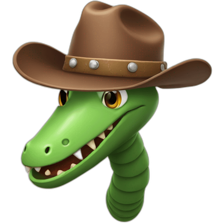 bust of an earth worm wearing a cowboy hat emoji