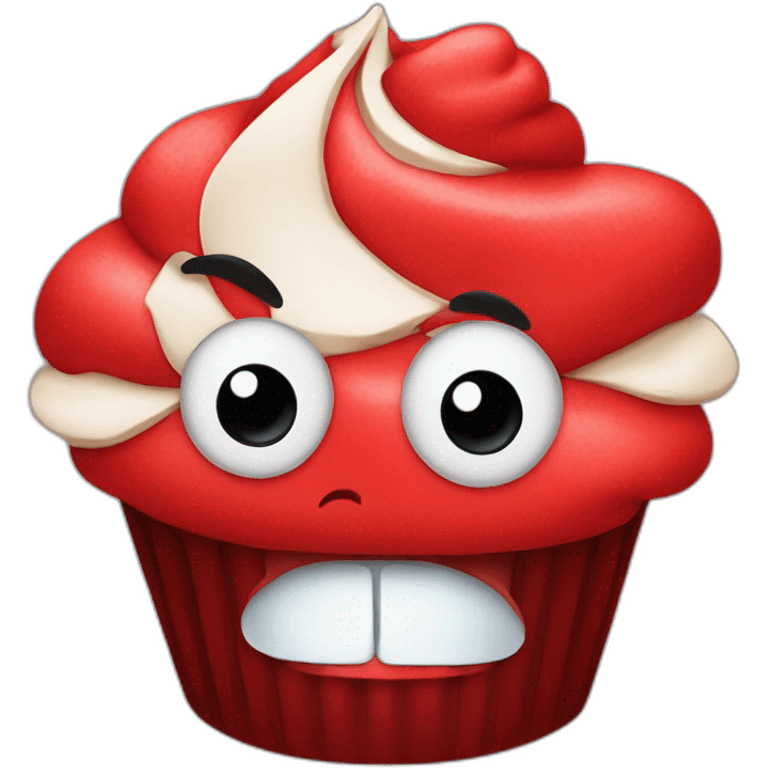 Angry red cupcake emoji