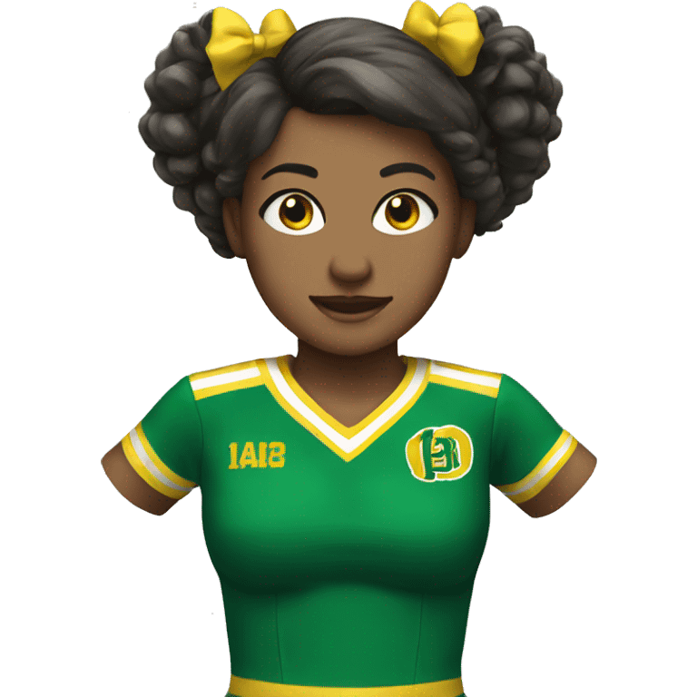 Green and yellow uniform on cheerleader emoji