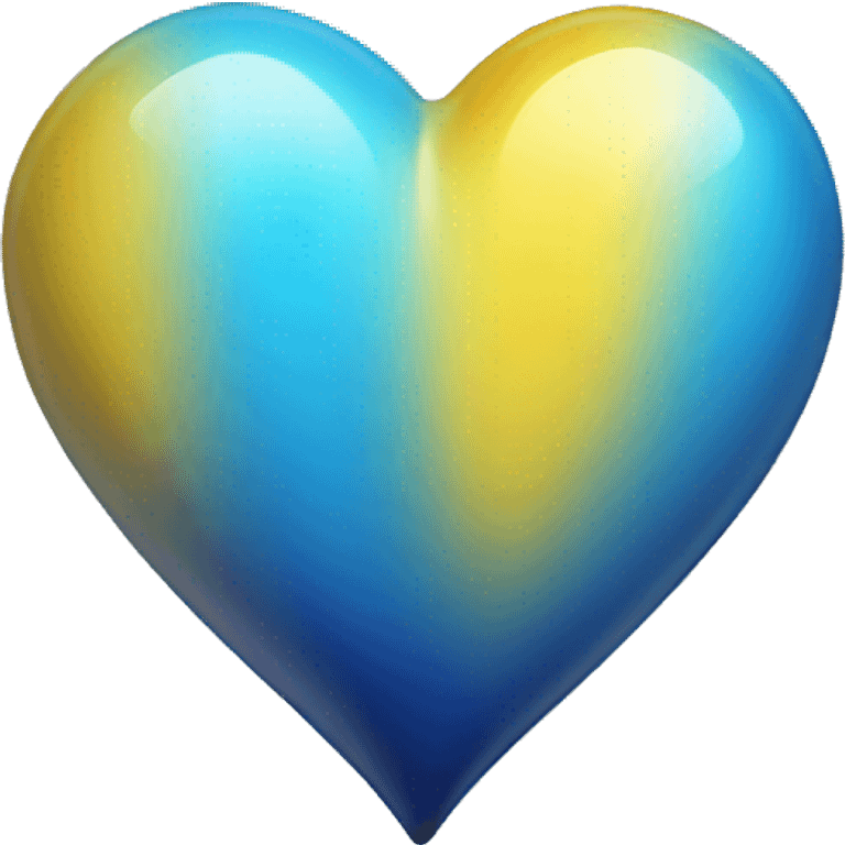 Shiny Yellow and blue ombré heart emoji