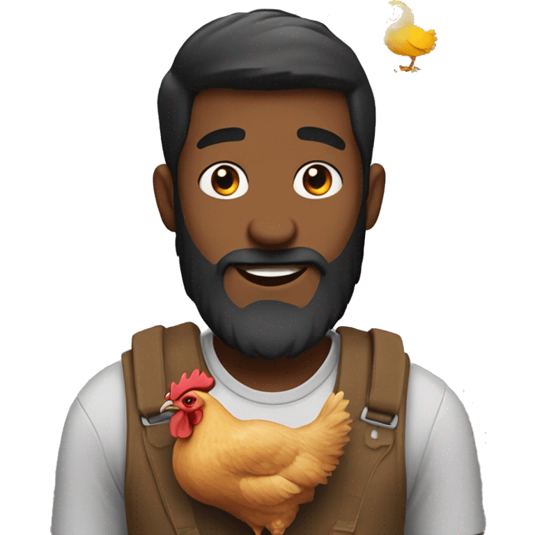 Black beardy man with chicken emoji