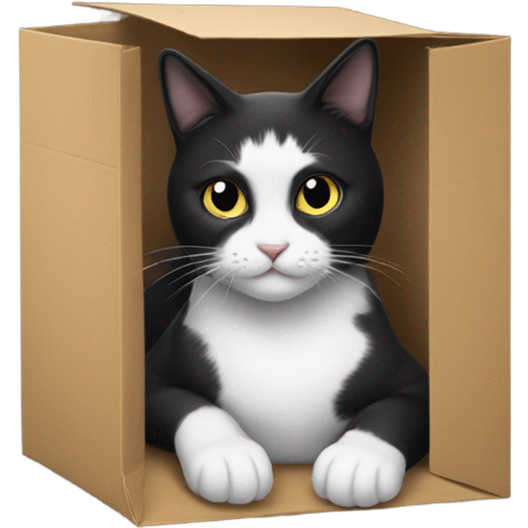 Black and white cat in the box emoji