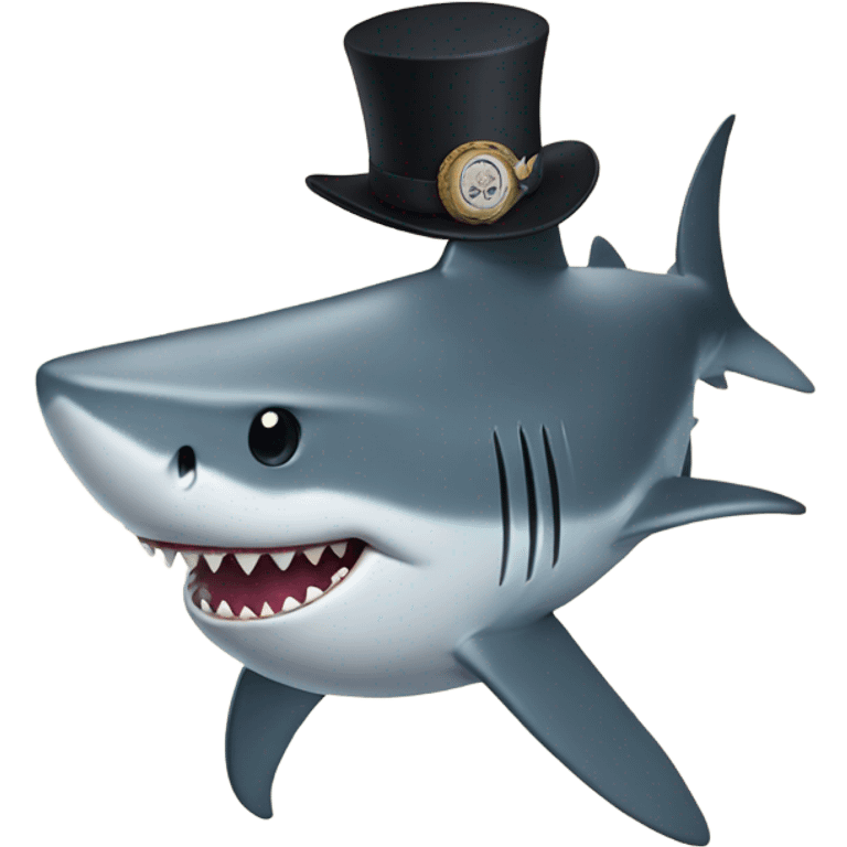 Shark with a top hat emoji