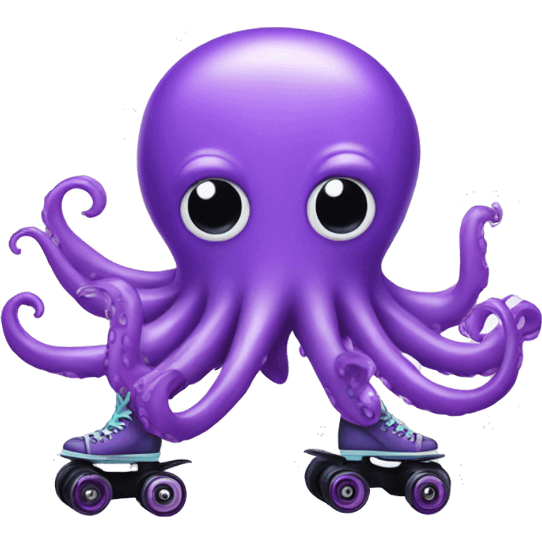 A purple octopus with 100 legs wearing roller skates emoji