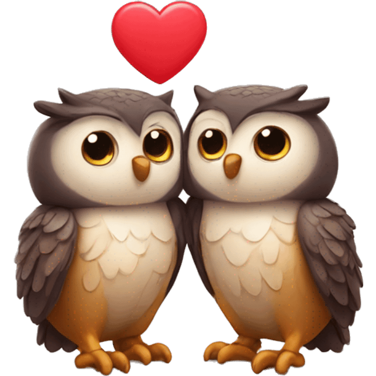 Cute owls in love emoji