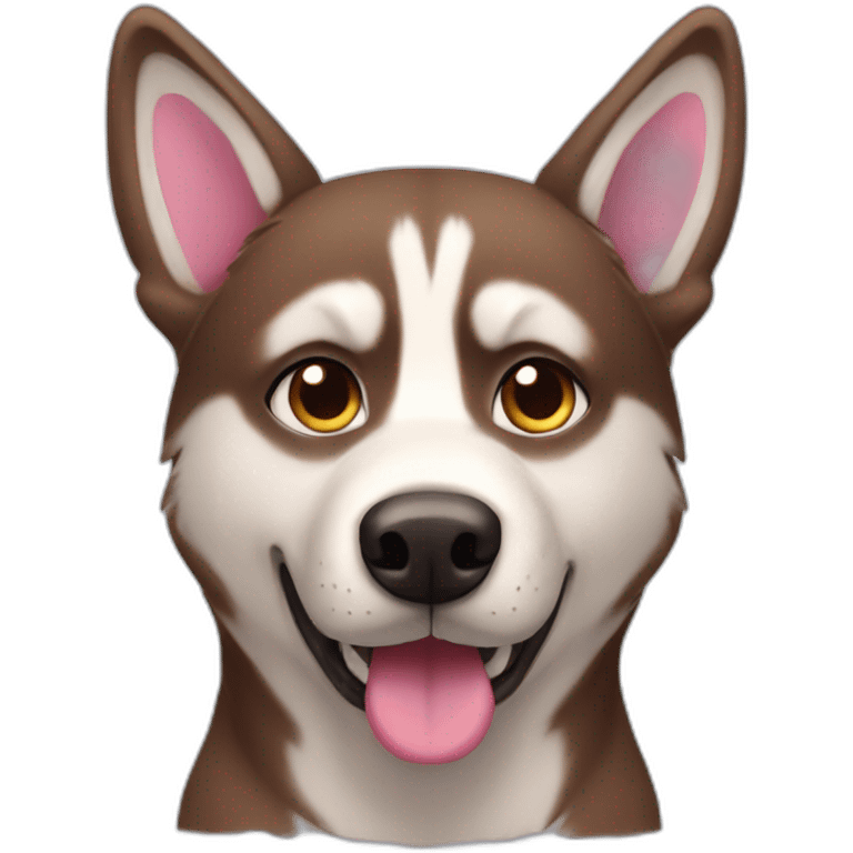 Brown husky with pink heart eyes emoji