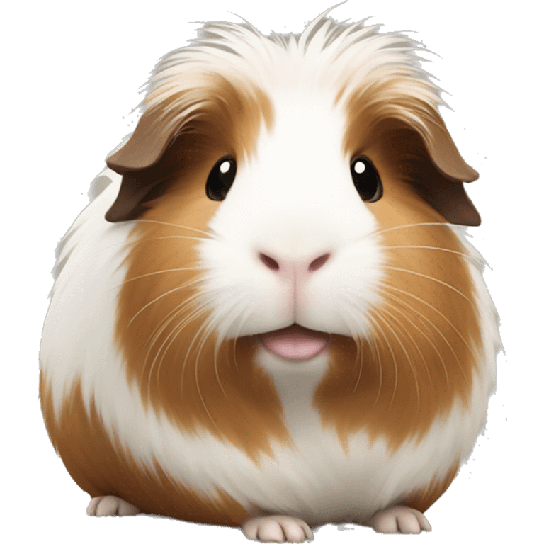 Guinea pig with fluffy hair, colored white and light rustic brown  emoji