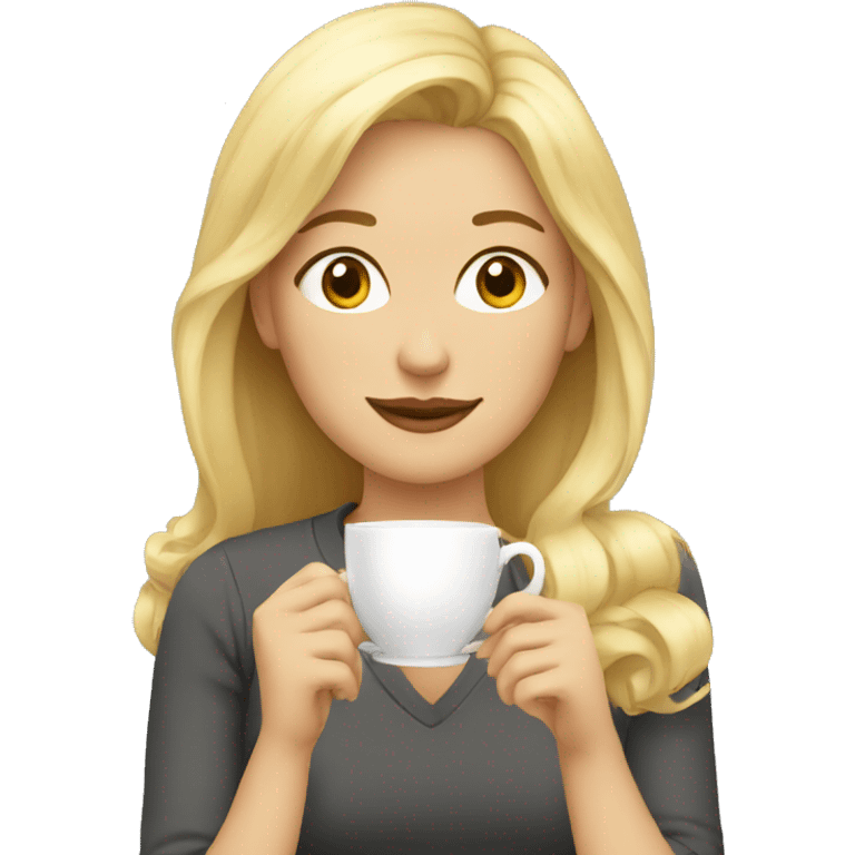 blonde woman drinks tea emoji