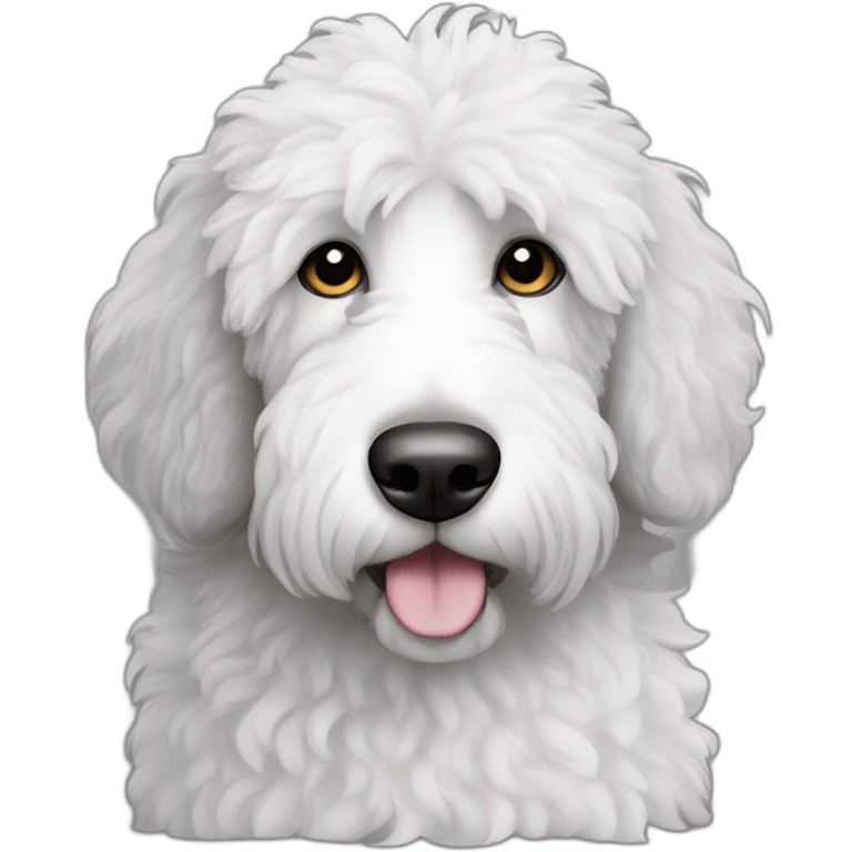 sheepadoodle with black patch over left eye and white rest of face emoji