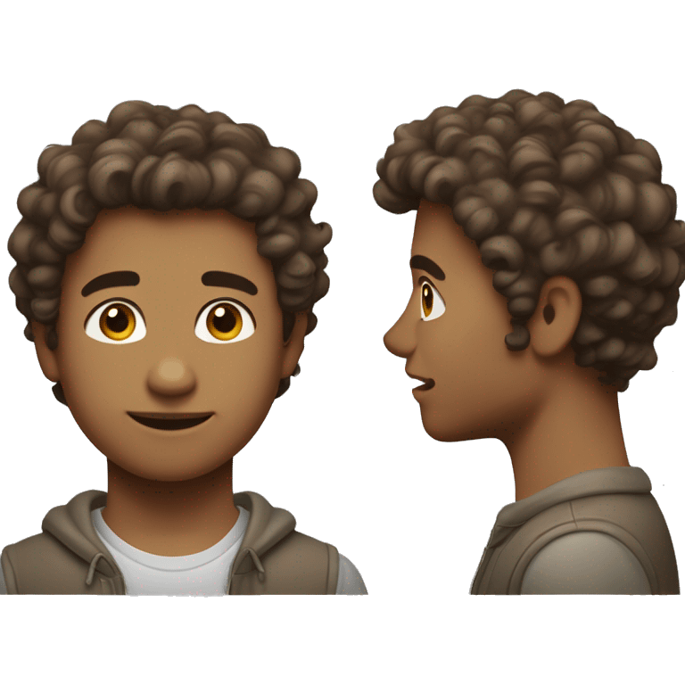 a guy with medium curly hair and has a light brown shade of skin loks like a teenager and it's a side profile  emoji