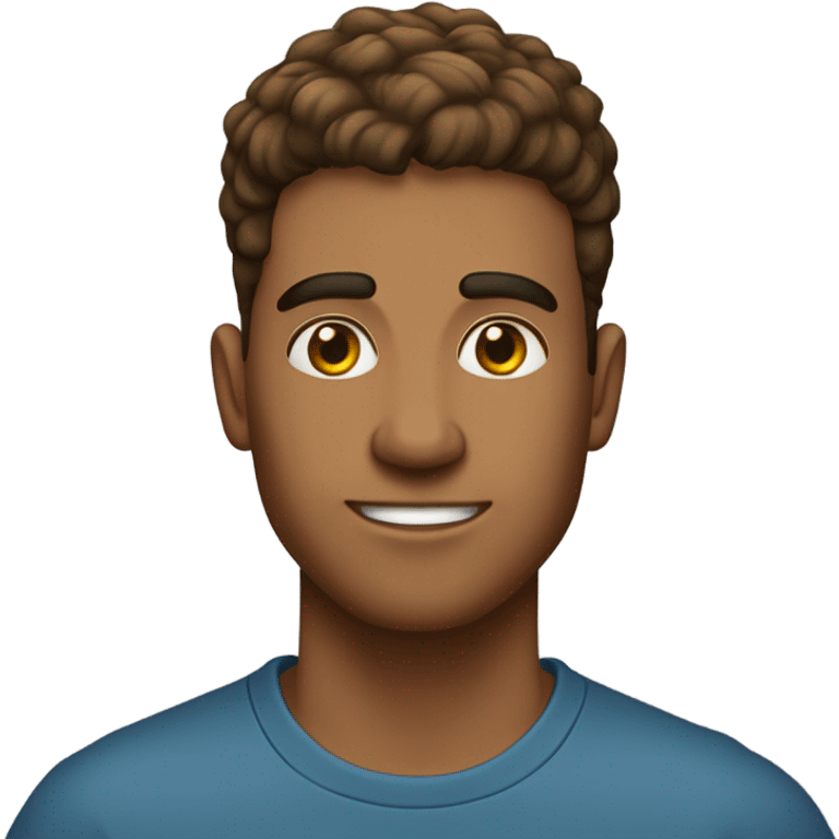 Homem de 27 anos, olhos castanhos claro, cabelo castanho claro cortado dos lados e pardo  emoji