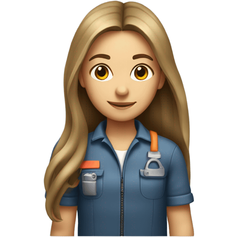 girl mechanic with long hair holding an engine  emoji