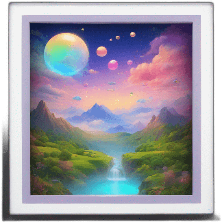 dreamland picture painting holographic in frame  emoji