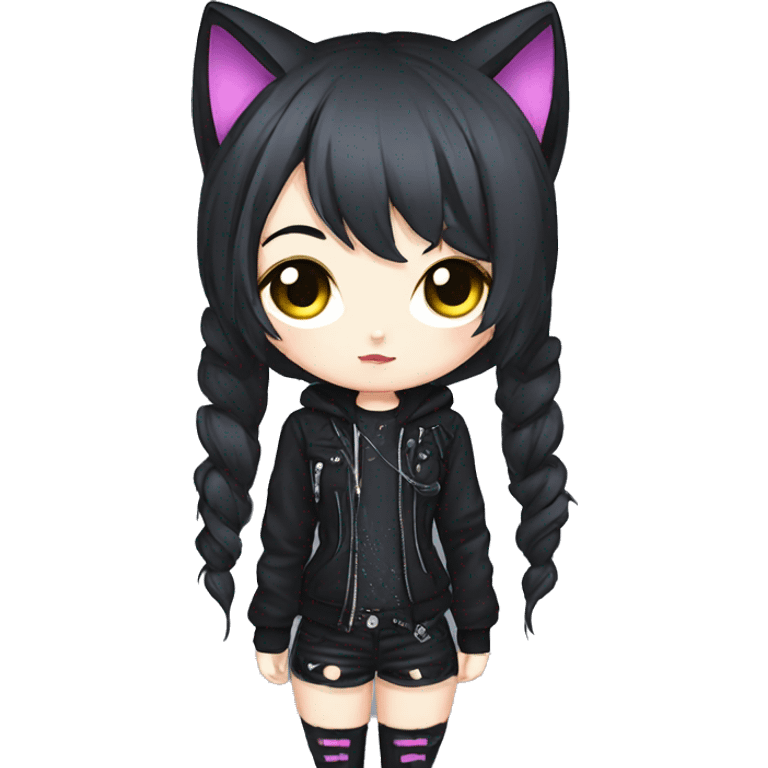 Edgy Kawaii Cute Cool Cartoon Beautiful Elegant Pretty Anime Punk Techwear Gothic Catgirl emoji