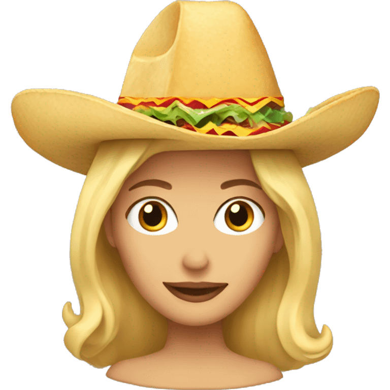 blond woman with taco hat emoji