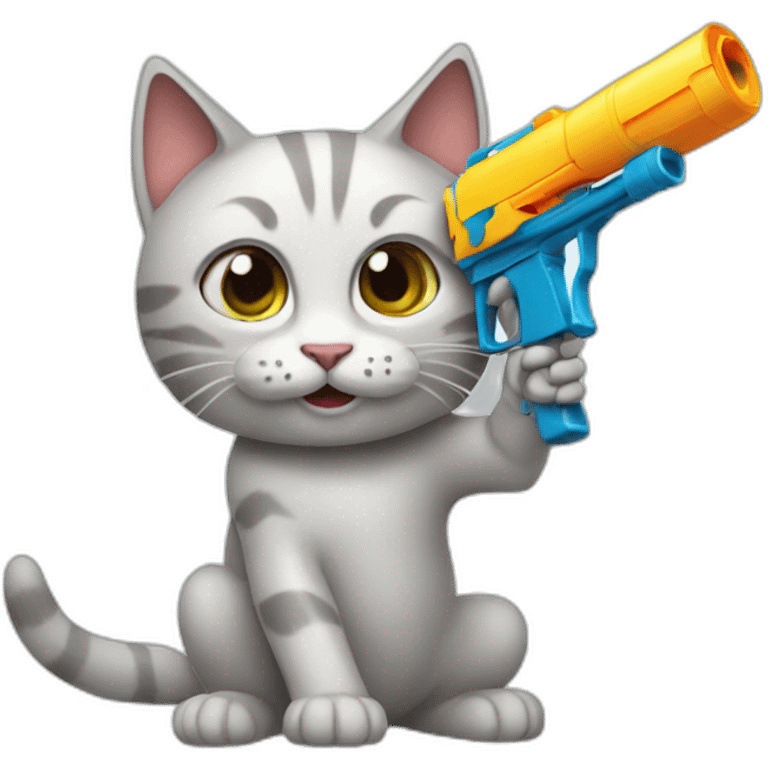 cat with watergun emoji