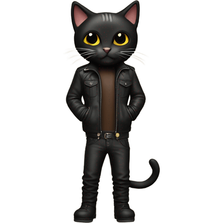 black skinny cat leather jacket emoji