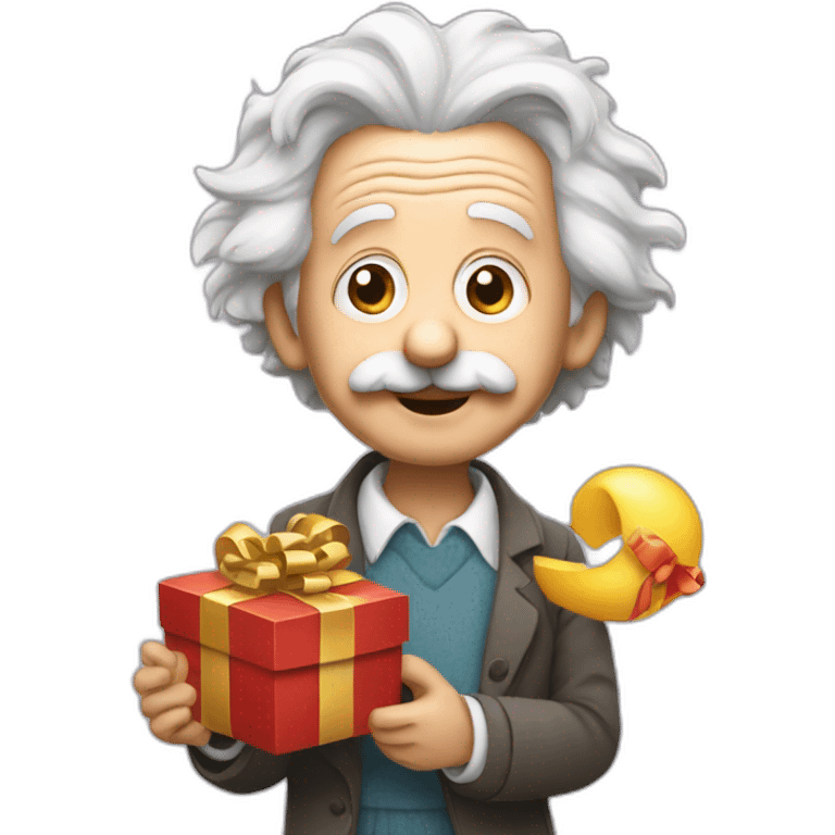 einstein holding a present emoji