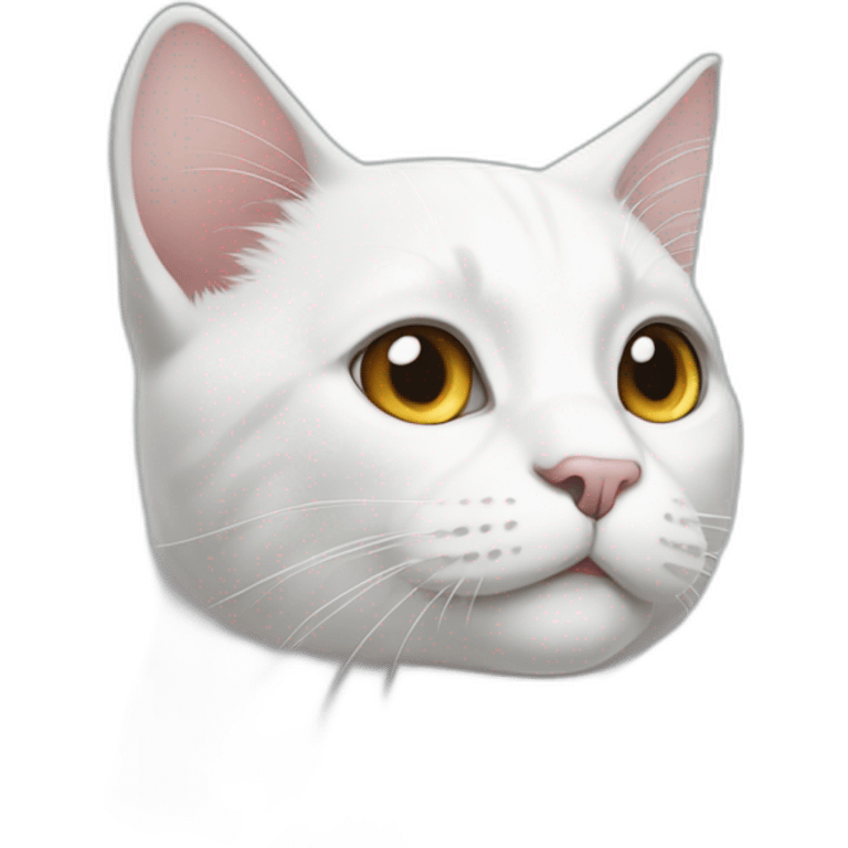 White cat with a grey spot on head emoji