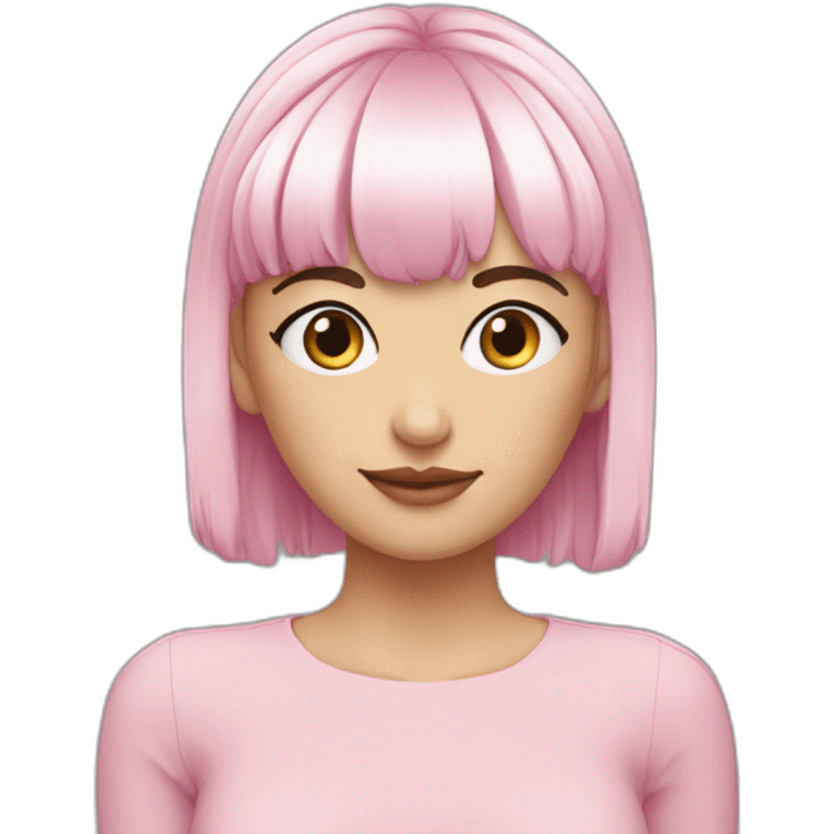 short pixie bangs platinated woman pink hair band emoji