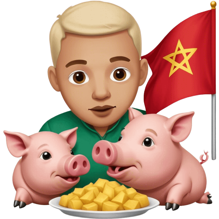 A pig eating a man with a Morocco flag emoji