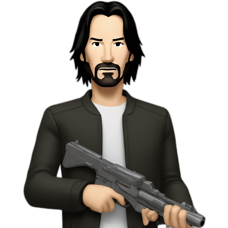 Keanu Reeves  with a gun emoji