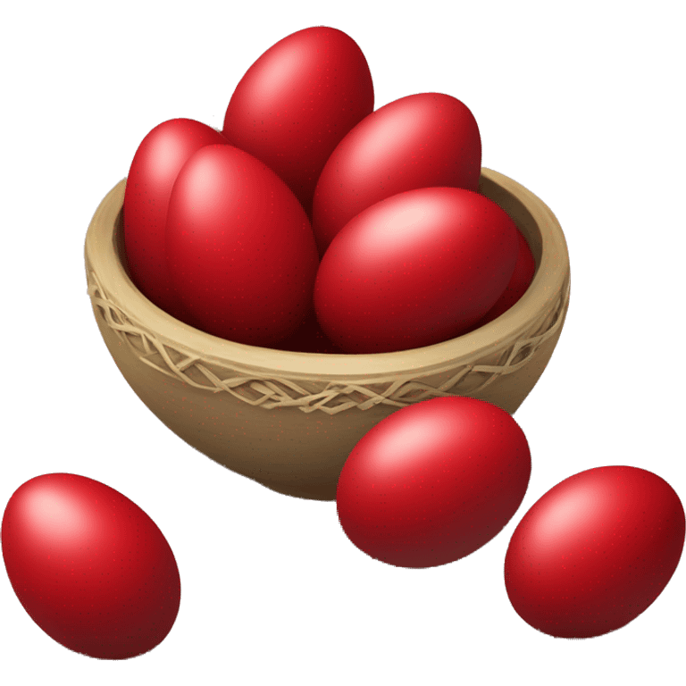 Christian Orthodox Easter red eggs in a bowl emoji