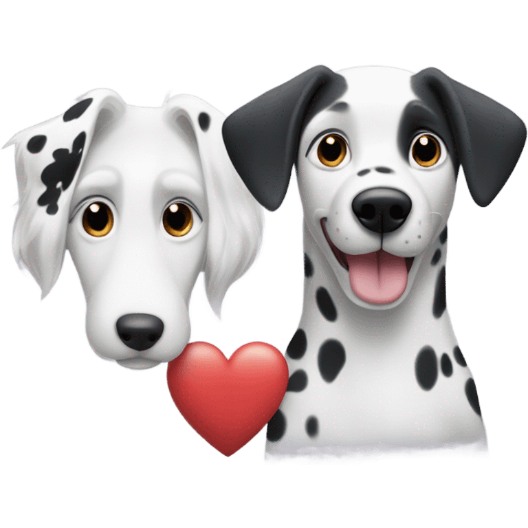 dalmatian and white and grey husky with big heart over head emoji