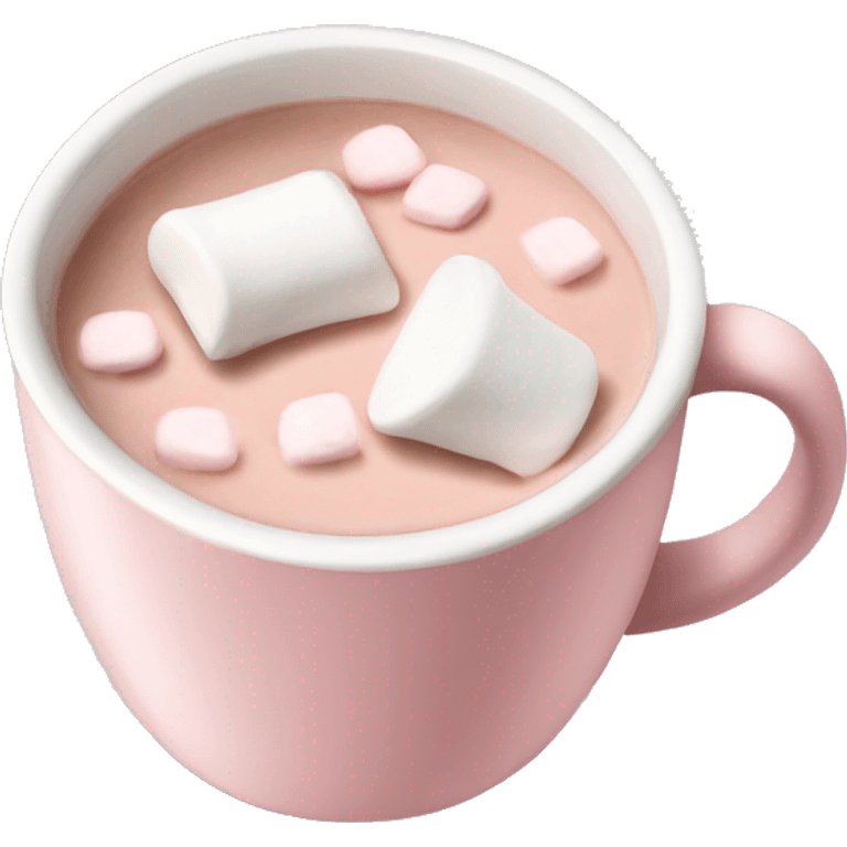 Light Pink mug of hot chocolate with marshmallows  emoji