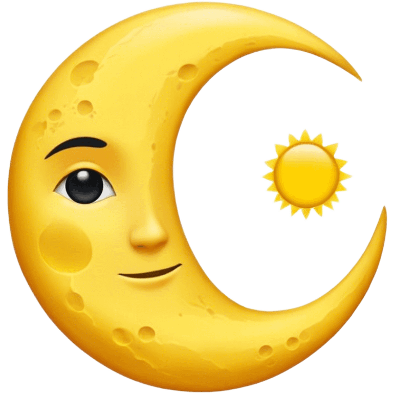 Un cercle qui représente un côté la lune de couleur noir et de l’autre le soleil  emoji