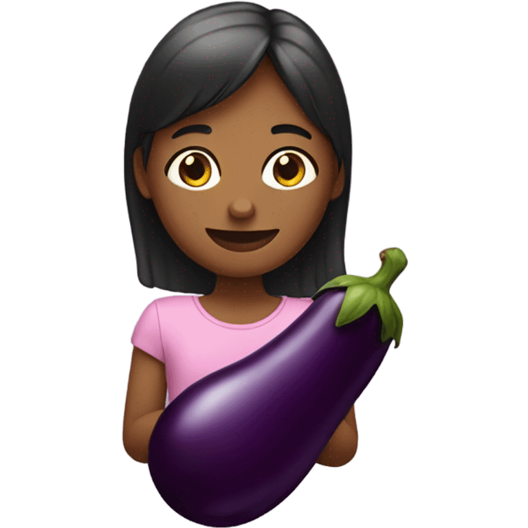 Girl with a eggplant emoji