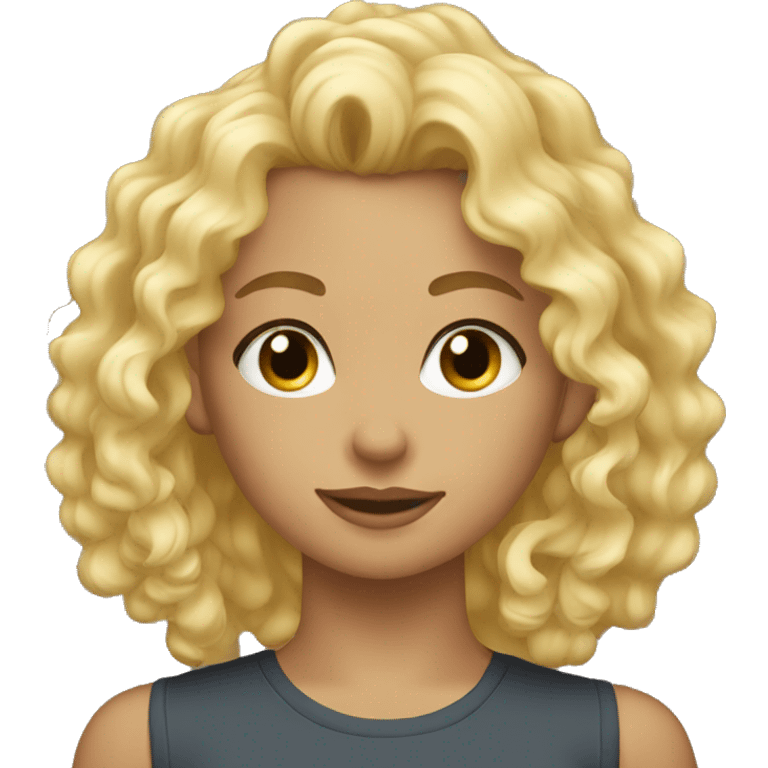 Fit blond curly girl emoji