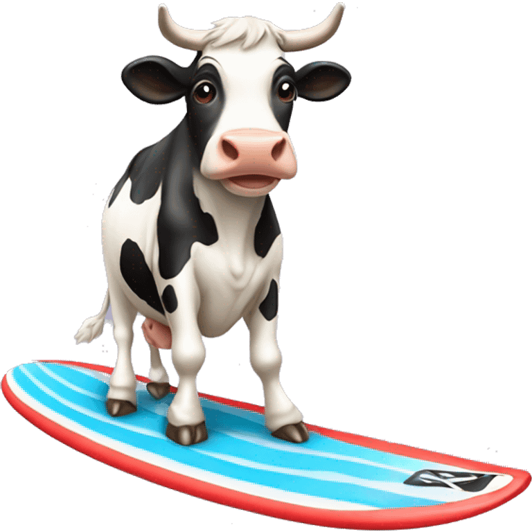 cow riding surf board emoji