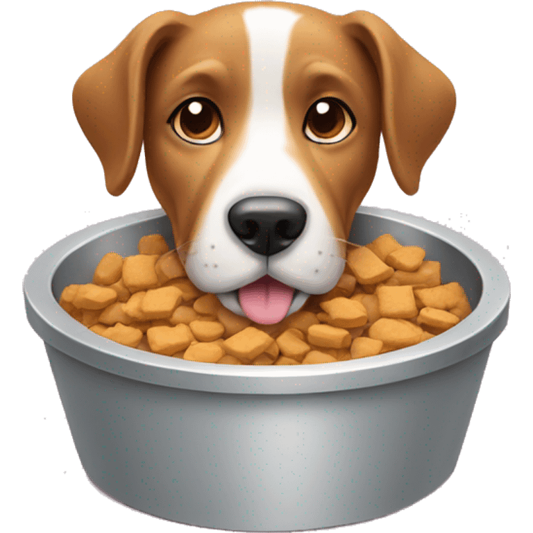 dog with treats in dog bowl emoji