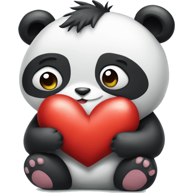 panda hugging a heart written I love you emoji