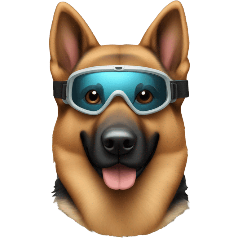 Brown german Shepard dog wearing ski googles  emoji