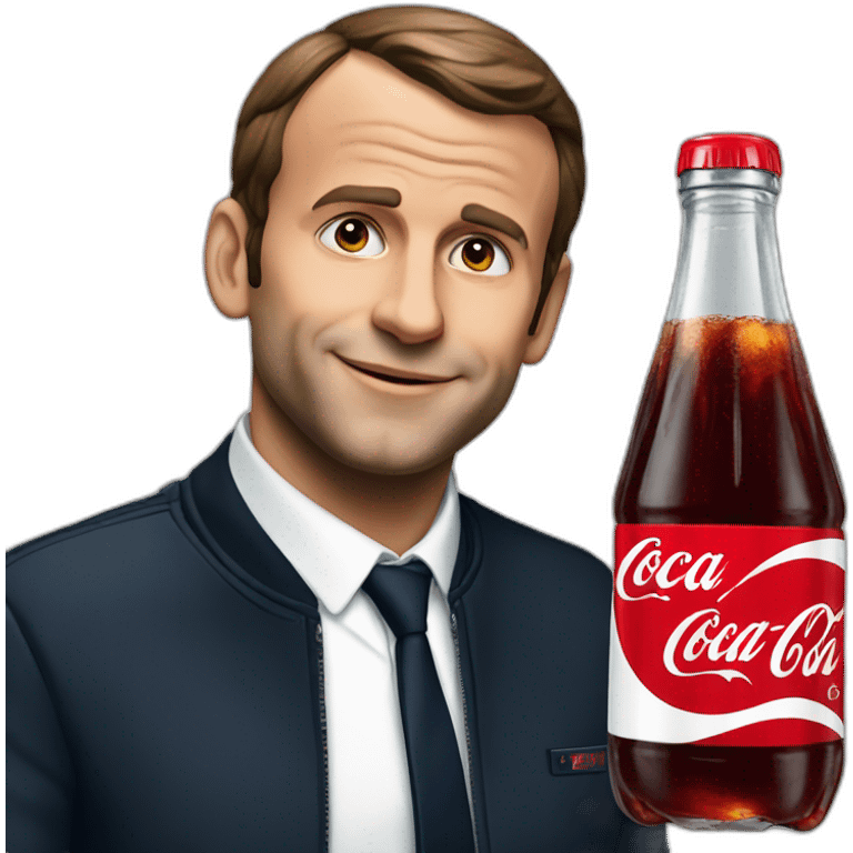 Macron with a coca cola emoji