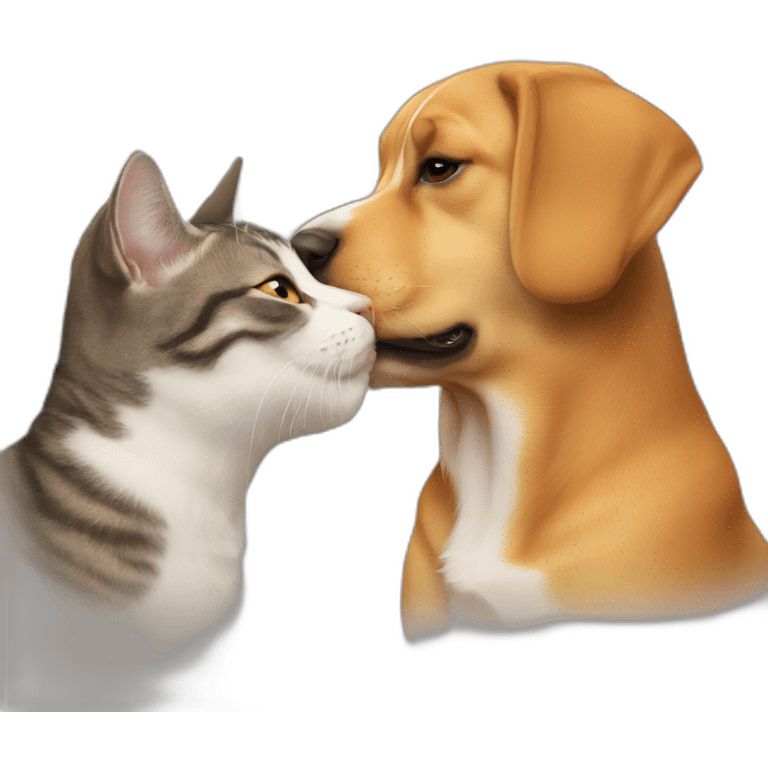 Cat and dog kiss  emoji