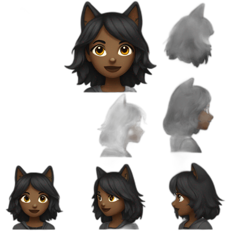 black Wolf girl emoji