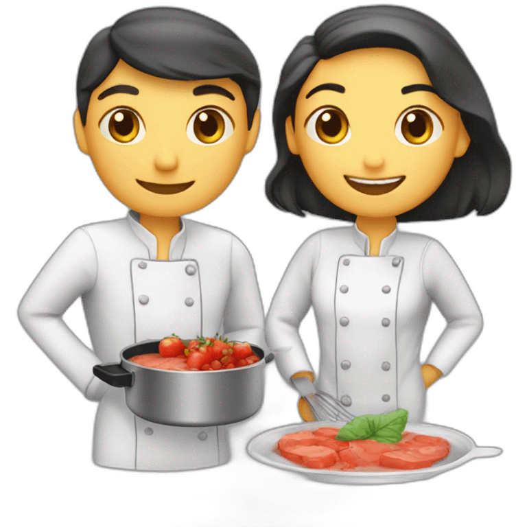 Cocinero y cocinera besándose emoji