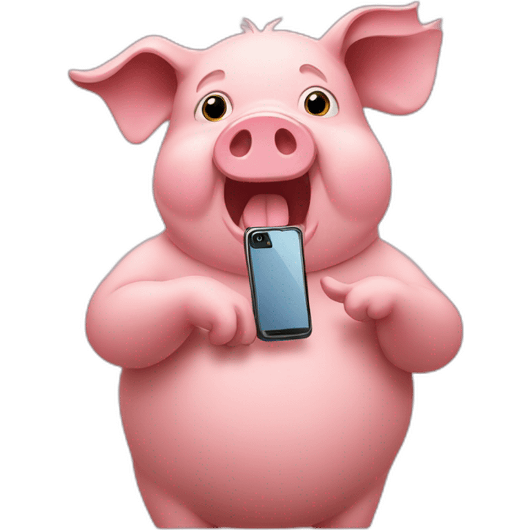 pig holding a smartphone   emoji