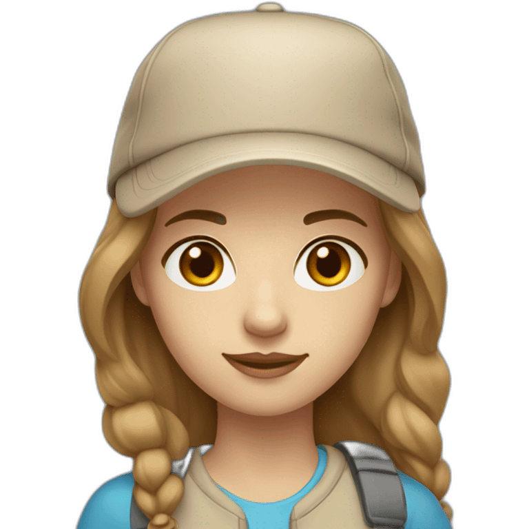 middle haired women light brown hair with beige cap and blue eyes  emoji