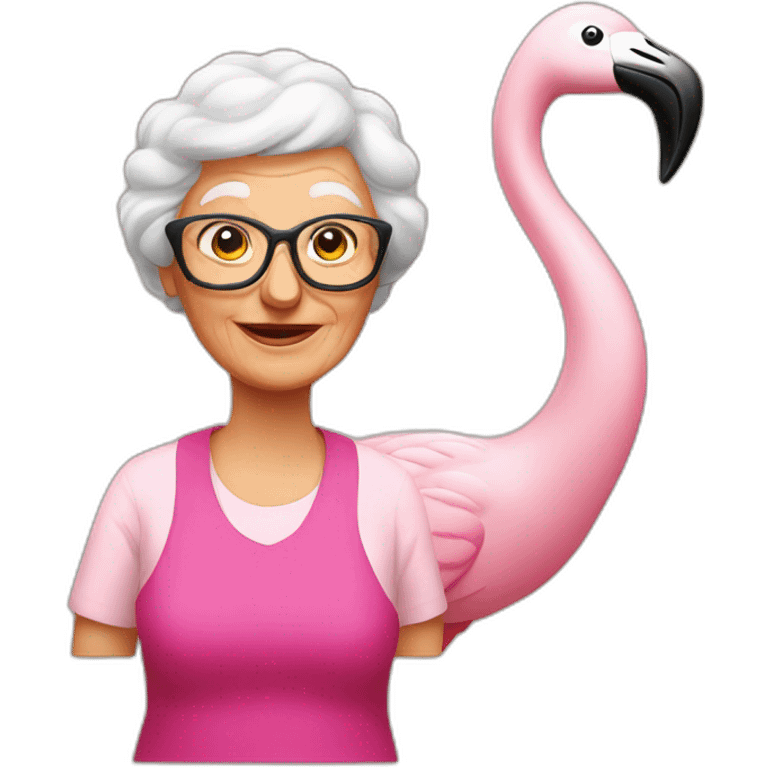 Grandma flamingo emoji