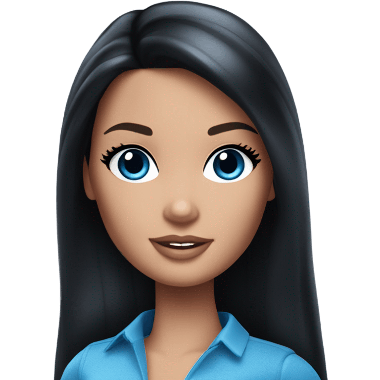 Barbie blue long black hair blue eyes emoji