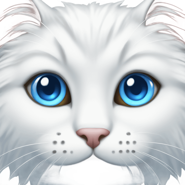 fluffy white cat with blue eyes  emoji